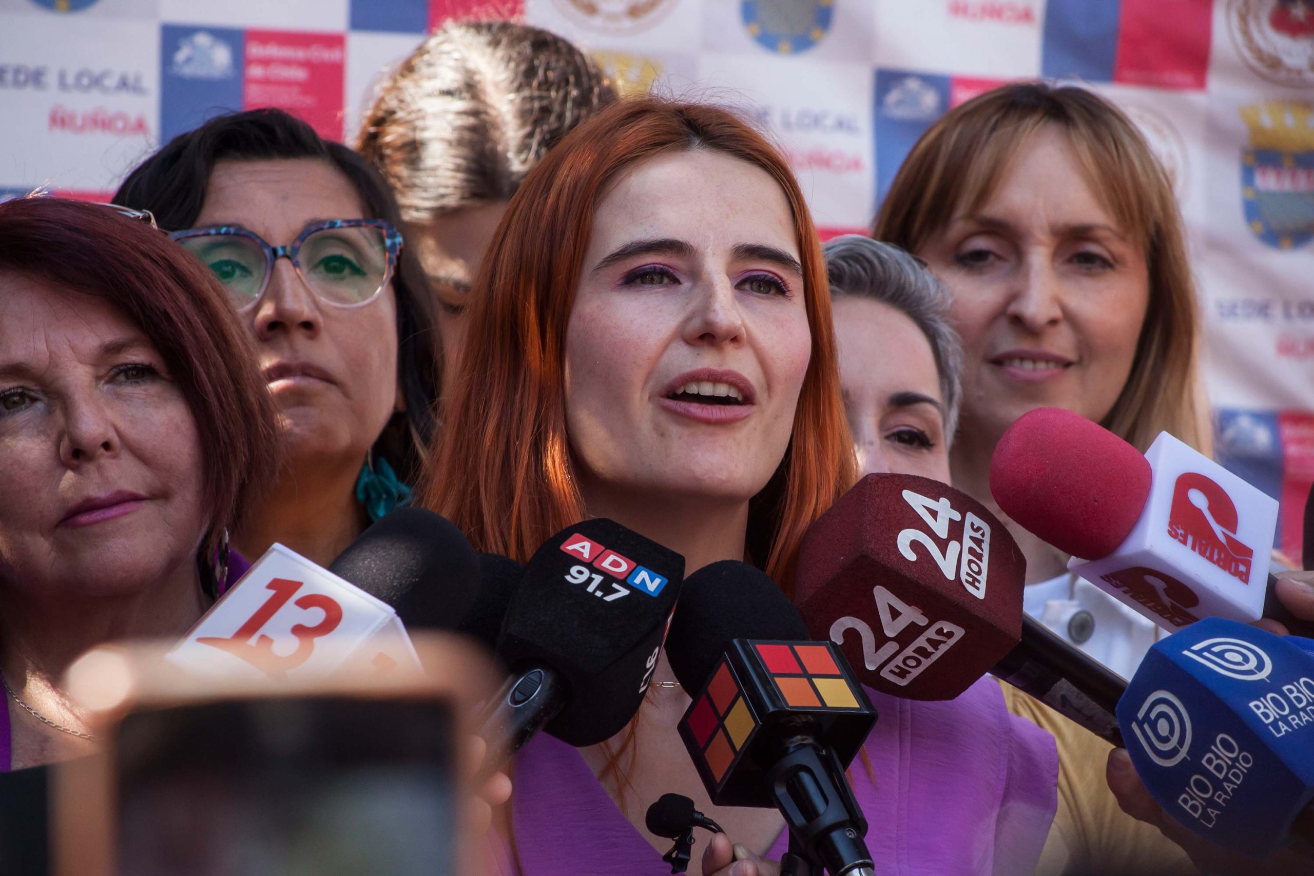 Emilia Ríos en un punto de prensa luego de votar en las pasadas elecciones municipales de octubre