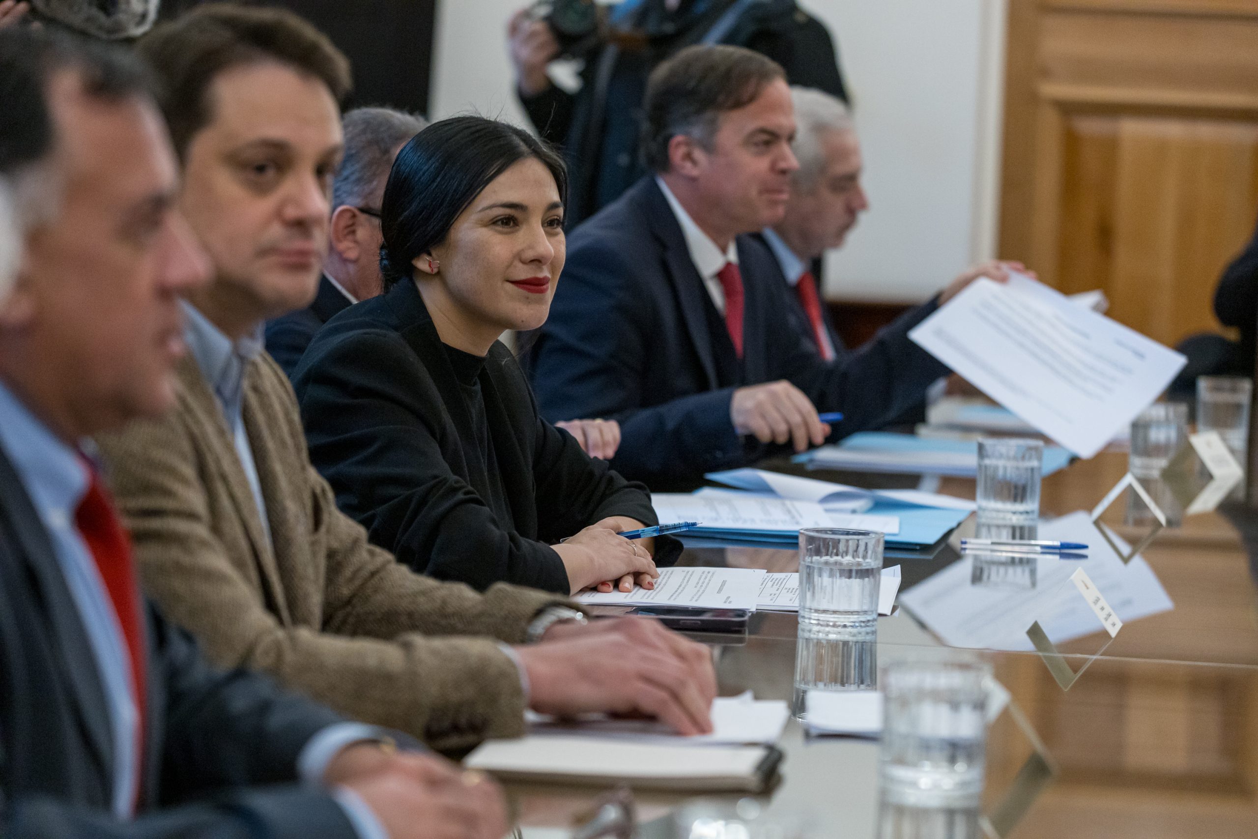 Diputada Karol Cariola en reunión del gobierno con las camaras de diputados y senadores en el palacio de la moneda.